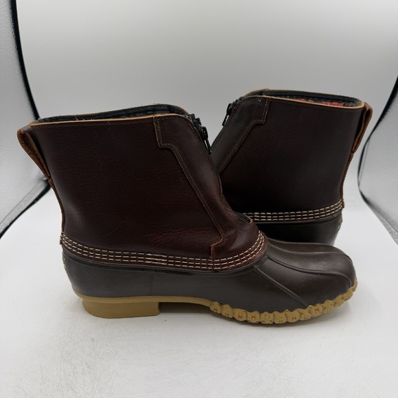 LL Bean Duck Boots Mens Sz 11 M Brown Insulated Fleece Lined Winter Front Zip main image 8